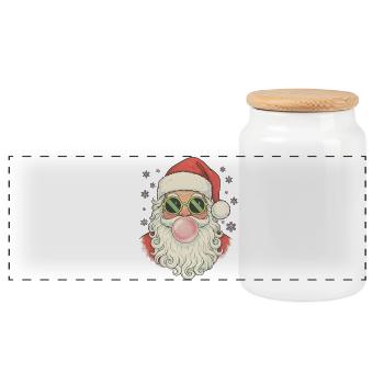 Santa Claus Bubble Gum - Panorama Keksdose mit Holzdeckel - Weiß - Vorne