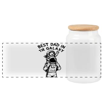Best Dad in the Galaxy Astronaut - Panoramic Cookie Jar with Wooden Lid - white - Front