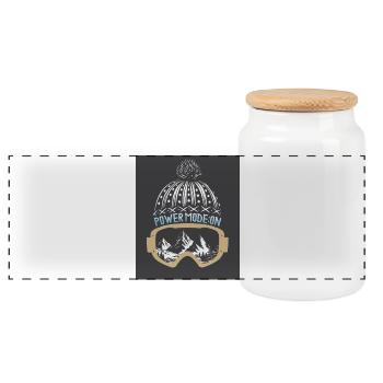 Mode poudreuse : ON – Conception de ski et de planche à neige - Boîte à biscuits avec couvercle en bois - blanc - Devant