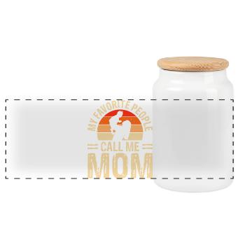 Mom Mother's Day Gift Christmas Gifts - Panoramic Cookie Jar with Wooden Lid - white - Front