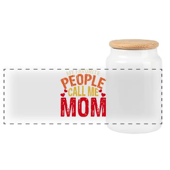 Mom Mother's Day Gift Christmas Gifts - Panoramic Cookie Jar with Wooden Lid - white - Front