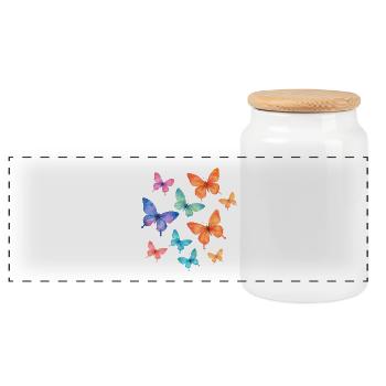 Bunte Schmetterlinge in Aquarell für Frauen - Panorama Keksdose mit Holzdeckel - Weiß - Vorne