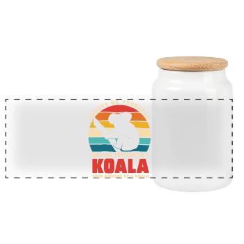 Koala Motto Retro Sunset - Panorama Keksdose mit Holzdeckel - Weiß - Vorne