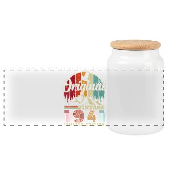 1941 Vintage Retro Geburtstagsgeschenk - Panorama Keksdose mit Holzdeckel - Weiß - Vorne
