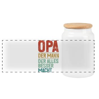 Opa Der Mann Der Alles Besser Macht Retro - Panorama Keksdose mit Holzdeckel - Weiß - Vorne