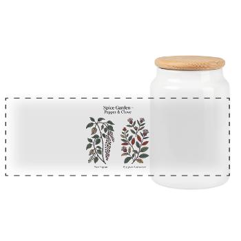 Épices Végétales - Boîte à biscuits avec couvercle en bois - blanc - Devant