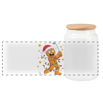 Golf Christmas Shirt with Gingerbread Man - Panoramic Cookie Jar with Wooden Lid - white - Front