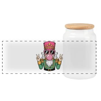 Nussknacker Bubble Gum - Panorama Keksdose mit Holzdeckel - Weiß - Vorne