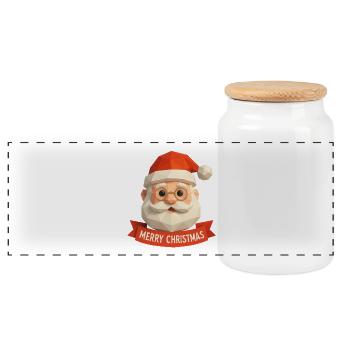 Polygon Père Noël – Joyeux Noël moderne - Boîte à biscuits avec couvercle en bois - blanc - Devant