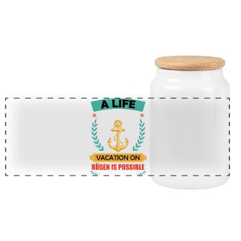 Mer Baltique UNE VIE SANS VACANCES À RÜGEN, C’EST POSSIBLE - Boîte à biscuits avec couvercle en bois - blanc - Devant