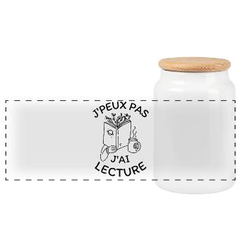 Je peux pas j'ai lecture  - Boîte à biscuits avec couvercle en bois - blanc - Devant