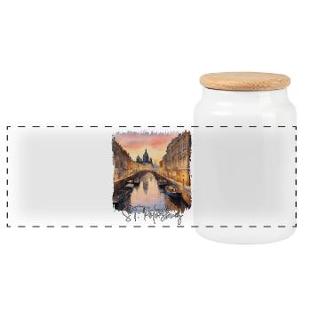 St. Petersburg Aquarell, St. Petersburg Russland - Panorama Keksdose mit Holzdeckel - Weiß - Vorne