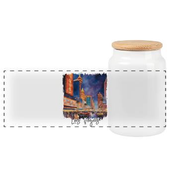 Aquarelle de Las Vegas, j’adore Las Vegas - Boîte à biscuits avec couvercle en bois - blanc - Devant