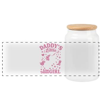 La petite fille de danse en ligne de papa - Danse avec le cœur - Boîte à biscuits avec couvercle en bois - blanc - Devant