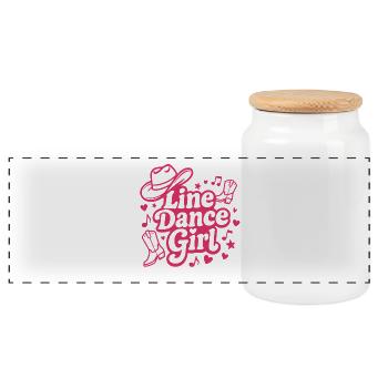 Linedance Girl - Tanz mit Herz - Musik Geschenk - Panorama Keksdose mit Holzdeckel - Weiß - Vorne