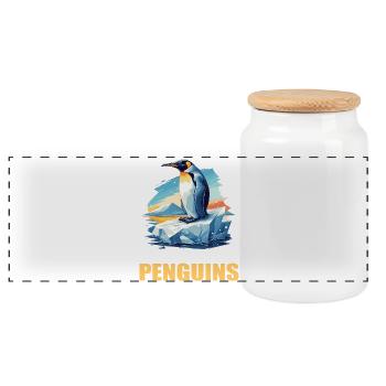Pinguine Pinguin - Panorama Keksdose mit Holzdeckel - Weiß - Vorne
