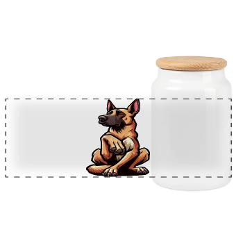 Malinois Belgian Shepherd Malinois Owner - Panoramic Cookie Jar with Wooden Lid - white - Front