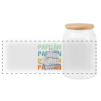 PAPITÄN voilier / Père, papa - Boîte à biscuits avec couvercle en bois - blanc - Devant