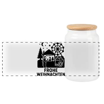 Frohe Weihnachten Silhouette - Panorama Keksdose mit Holzdeckel - Weiß - Vorne