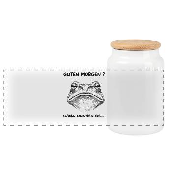 dünnes eis - Panoramic Cookie Jar with Wooden Lid - white - Front