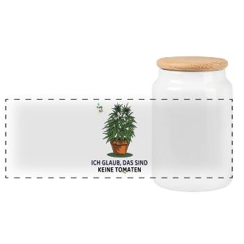 Tag 92 – immer noch keine Tomaten - Panorama Keksdose mit Holzdeckel - Weiß - Vorne