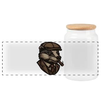Badger Mafioso Gangster avec Cigare - Boîte à biscuits avec couvercle en bois - blanc - Devant