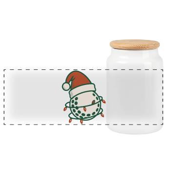 Lustiger Golfball Weihnachten Weihnachtsmann Hut Design - Panorama Keksdose mit Holzdeckel - Weiß - Vorne