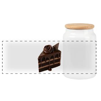Chocolate cake - Panoramic Cookie Jar with Wooden Lid - white - Front
