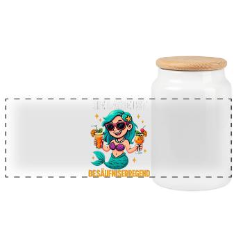 The location is drunken, mermaid - Panoramic Cookie Jar with Wooden Lid - white - Front
