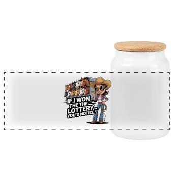 C’est drôle si je gagnais à la loterie, vous remarqueriez un yacht - Boîte à biscuits avec couvercle en bois - blanc - Devant