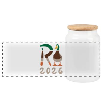 Ente Rente 2026 - Ruhestand - Pension - Panorama Keksdose mit Holzdeckel - Weiß - Vorne