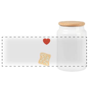 I love focaccia and herbs - Panoramic Cookie Jar with Wooden Lid - white - Front