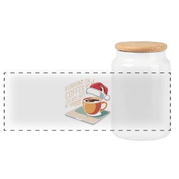 Christmas Office Humor - Panoramic Cookie Jar with Wooden Lid - white - Front