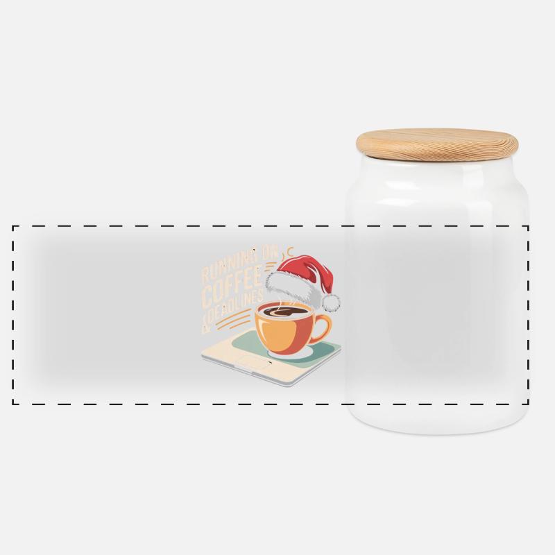 Weihnachtsbüro Humor - Panorama Keksdose mit Holzdeckel - Weiß