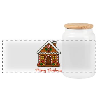 Maison en pain d’épice Rêves de Noël - Boîte à biscuits avec couvercle en bois - blanc - Devant