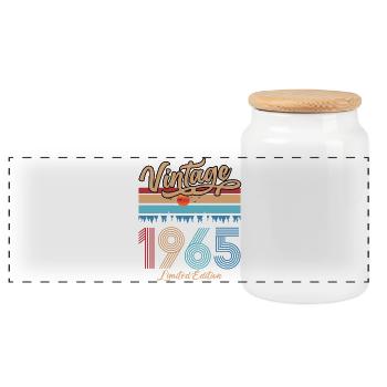 1965 Vintage Original Geburtstag Retro Geschenk - Panorama Keksdose mit Holzdeckel - Weiß - Vorne