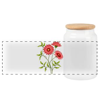 Fleur - Boîte à biscuits avec couvercle en bois - blanc - Devant