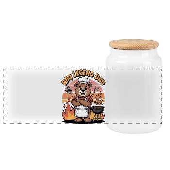 BBQ Legend Dad Drôle bbq expert Bear Design - Boîte à biscuits avec couvercle en bois - blanc - Devant