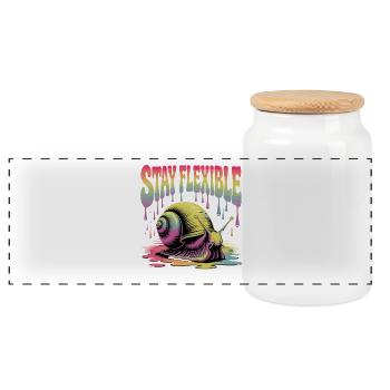 Restez flexible escargot coloré motif rétro - Boîte à biscuits avec couvercle en bois - blanc - Devant