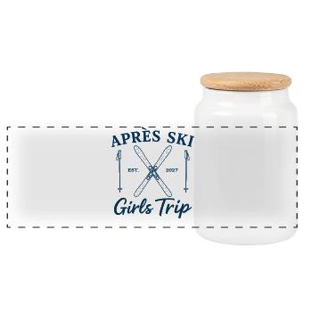 Girls Ski Vacation 2027 Après Ski Girls Trip - Panoramic Cookie Jar with Wooden Lid - white - Front