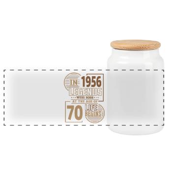 Birthday 1956 Legends Retro Life Begins - Panoramic Cookie Jar with Wooden Lid - white - Front