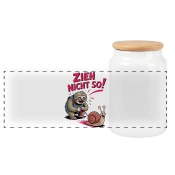 Don't Pull So Sloth Fun Sloth Saying - Panoramic Cookie Jar with Wooden Lid - white - Front