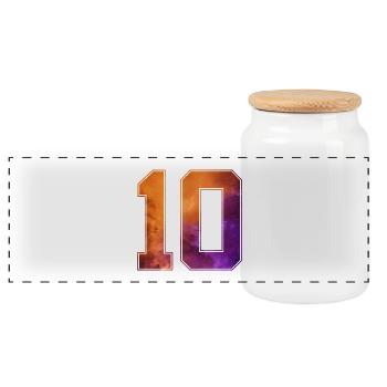 NR. 10 NUMMER 10 COLLEGE 10. GEBURTSTAG - Panorama Keksdose mit Holzdeckel - Weiß - Vorne