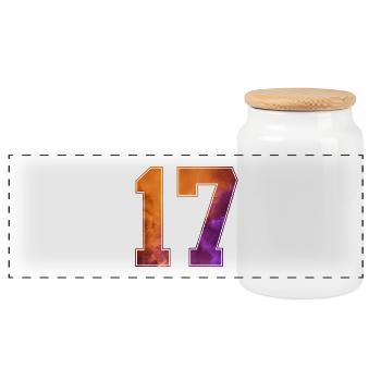 NO. 17 NUMBER 17 COLLEGE 17TH BIRTHDAY - Panoramic Cookie Jar with Wooden Lid - white - Front