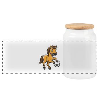 Football à cheval - Boîte à biscuits avec couvercle en bois - blanc - Devant