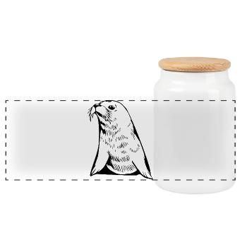 Cadeau T-shirt Seal Seal Allemagne du Nord - Boîte à biscuits avec couvercle en bois - blanc - Devant
