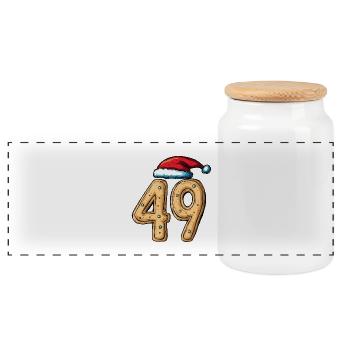 49 Number Biscuit Christmas - Panoramic Cookie Jar with Wooden Lid - white - Front