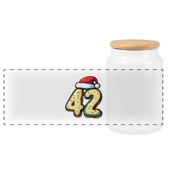 42 Number Cookie Christmas - Panoramic Cookie Jar with Wooden Lid - white - Front