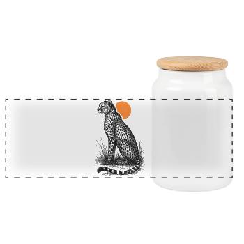 Guépard au coucher du soleil - Boîte à biscuits avec couvercle en bois - blanc - Devant
