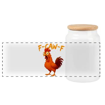 F-Caw-F Funny Chicken Humor - Panorama Keksdose mit Holzdeckel - Weiß - Vorne